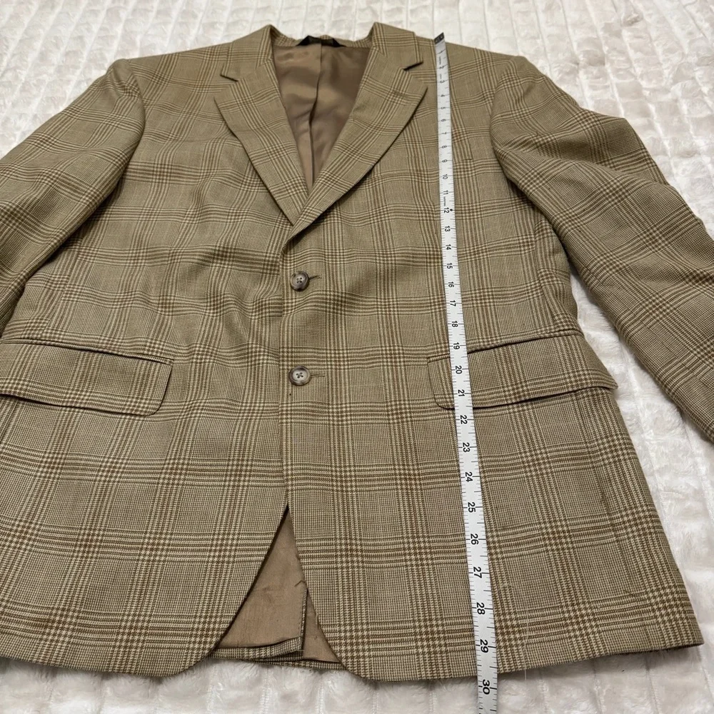 Jos A Bank 42S Plaid Check Silk & Wool Blazer Jacket ~ Career Work Business
